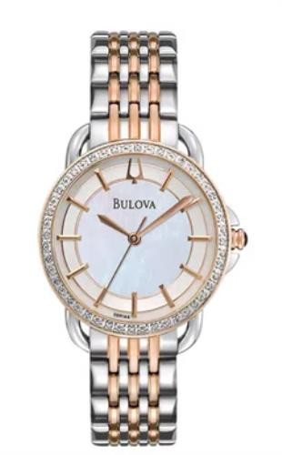 Bulova Diamond 98R144 Women's Round Mother of Pearl Two-Tone Dress Quartz Watch