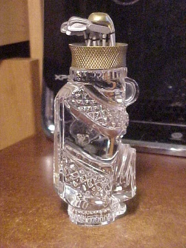 5 1/4" Waterford Ireland Crystal GOLF BAG w/ METAL CLUBS Paperweight Figurine