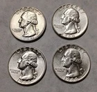 1964-D+P Mints AU Washington Quarters 90% Silver Coins Lot (Set of 4)  #W95