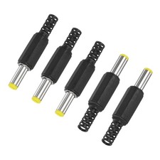 5-Pack DC Male Connector,5.5 2.1mm Pure Copper Barrel Connector Solder Yellow 