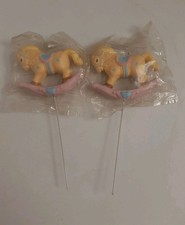 2 Vintage Rocking Horse PINK Base Floral Picks Craft Decor