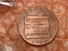 Jeton commercial original 1795 BUNGAY colonial demi-penny lettré/EDGE rare #1