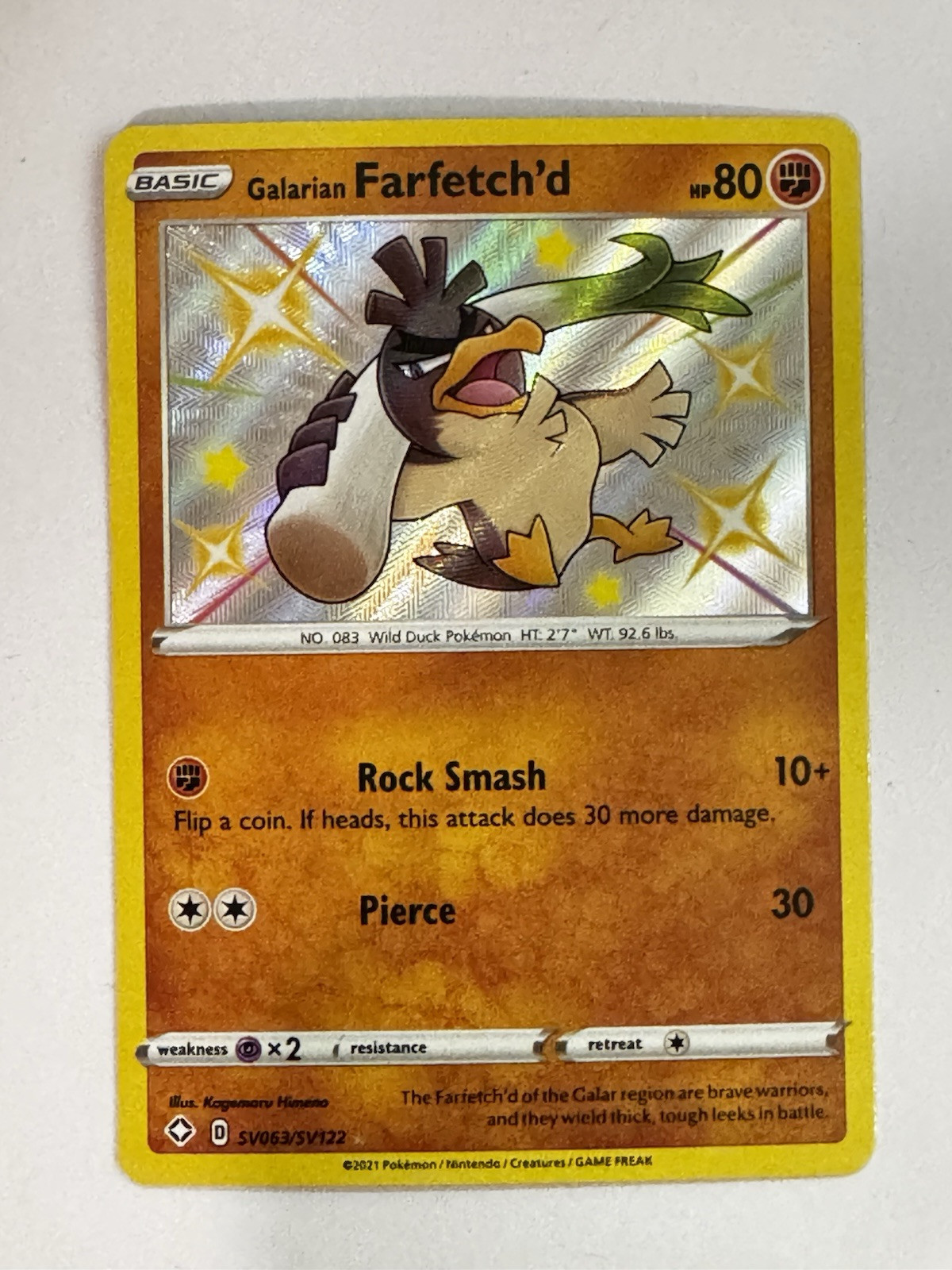NM Galarian Farfetch'd SV063/SV122 Shining Fates: Shiny Vault Pokemon 2021