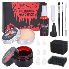 Halloween Makeup Special Effects Makeup with Scar Wax, Fake Blood Spray & Gel, V