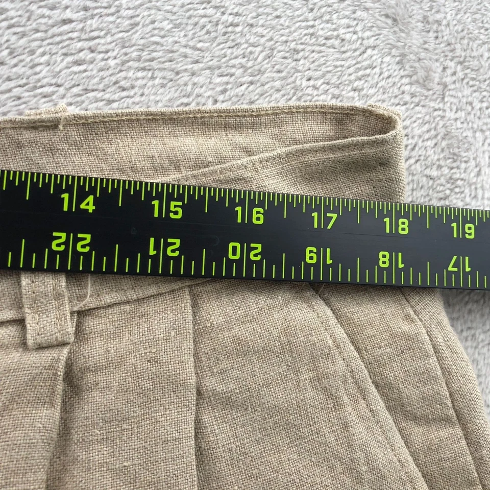 Ruff Hewn Mens Shorts Size 36W Beige 100% Linen Pleated Cuffed Casual - Image 3 of 4