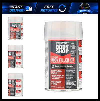 Pro-Grade Body Filler Kit - Easy Mix Hardener, Multipurpose for Dents, 13 Fl Oz