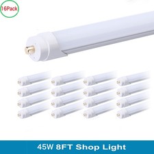 16 Pack 8FT Led Tube Light Bulbs FA8 Led Shop Light 45W T8 T12 Single Pin 5000K
