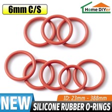 Red Silicone O Rings Seals 6mm Cross Section 23mm - 388mm ID Food Grade O Ring