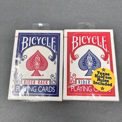 Vintage 2 Decks Bicycle Poker 808 Blue/Red Rider Back Playing Cards Sealed