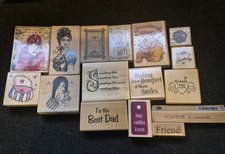 Variety of rubber stamps for card making (16).  Words and vintage style women