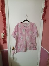 Women's Size XL Pink Disney Tinkerbell Scrub Top