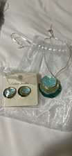 Women's Fashion Jewelry Mixed Lot Necklace & Earrings 3pc Metal Blue Green Gold