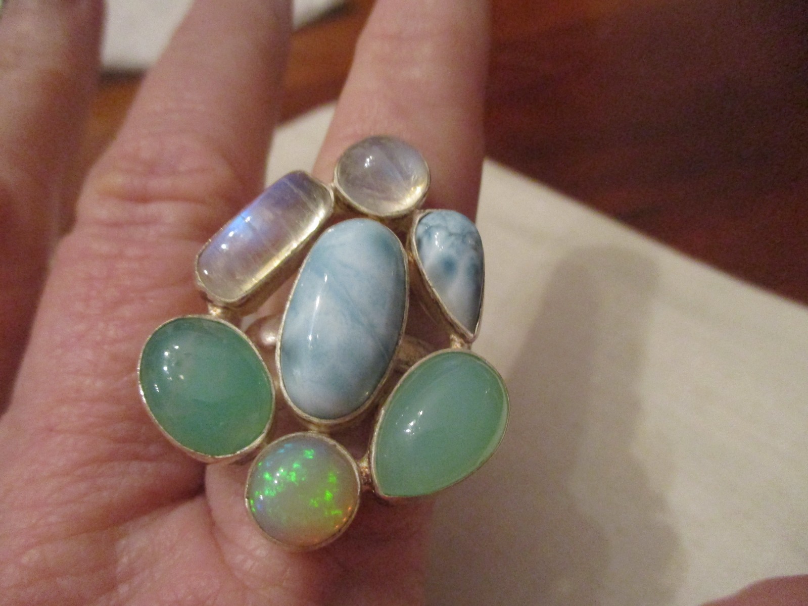Sterling silver Statement ring Ethiopian Opal, la… - image 5