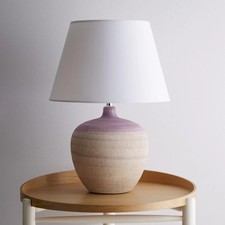 Ceramic Table Lamp White Lamp Shade and Glazed base in Pink, Blue, Green, Lilac