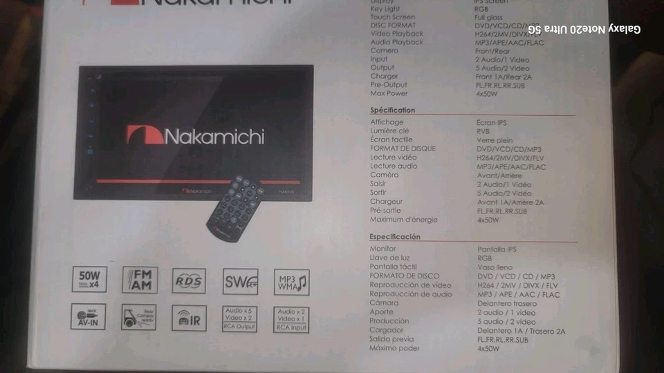 NAKAMICHI NA6605 6.8 Touch Screen 2-DIN Apple CarPlay Android Auto Receiver NEW - Image 4 of 4
