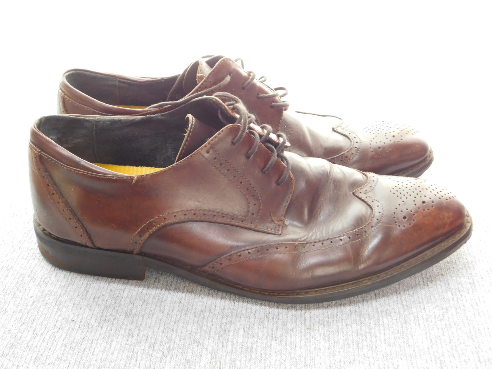 SAOLA Joseph Abboud scarpe eleganti derby uomo pelle marrone punta alare Oxford stringate 10 5D
