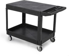 Heavy Duty 2-Tier Utility Service Cart 360° Swivel Casters 550 lbs Capacity