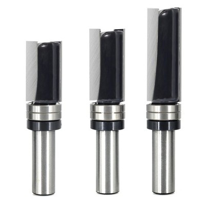 SICWOOD 3PCS Pattern Flush Trim Router Bit 1/2 Shank 3/4'' Dia Double Bearing Gui