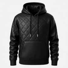 Men's Premium Leather Hoodie Handmade Genuine Lambskin Jacket Luxury Streetwear