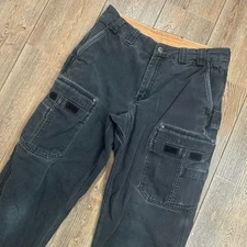 Duluth Trading Co. Fire Hose Relaxed Fit Cargo Work Pant Black Men 34x34 (34x31)