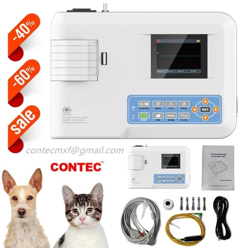 US Stock Veterinary Electrocardiograph ECG Machine EKG Monitor ECG100G-VET Print