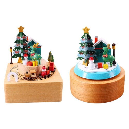 Weihnachts-Spieluhr aus Holz mit drehbaren Puppen für Freunde, Mädchen,