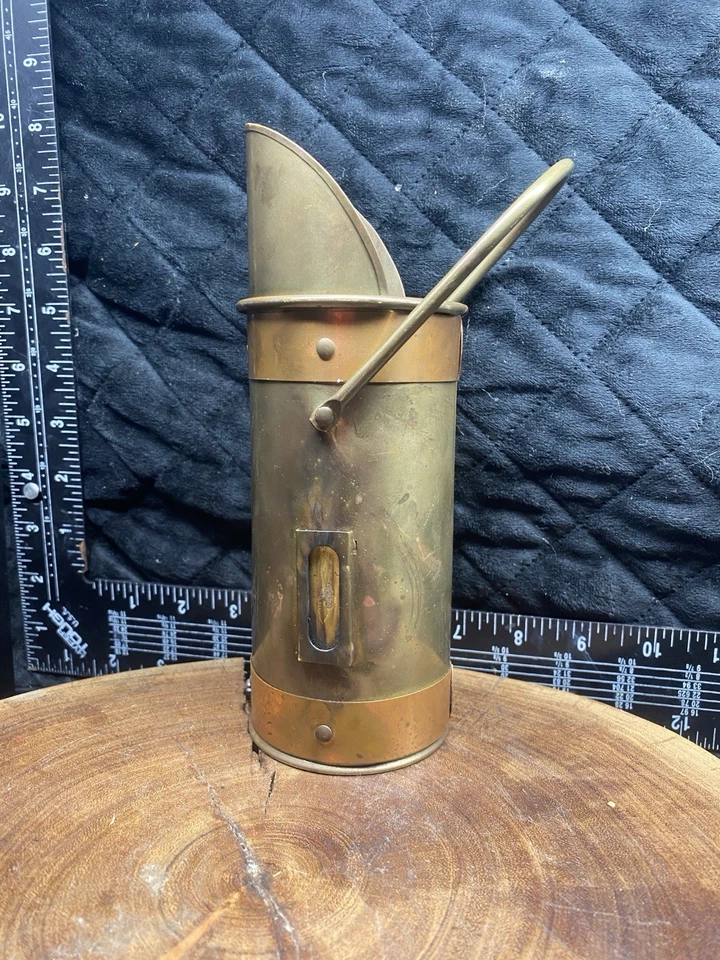 Chimenea de cobre y latón vintage soporte de fósforo decoración de metal cuchara de ceniza Foto 2 de 4