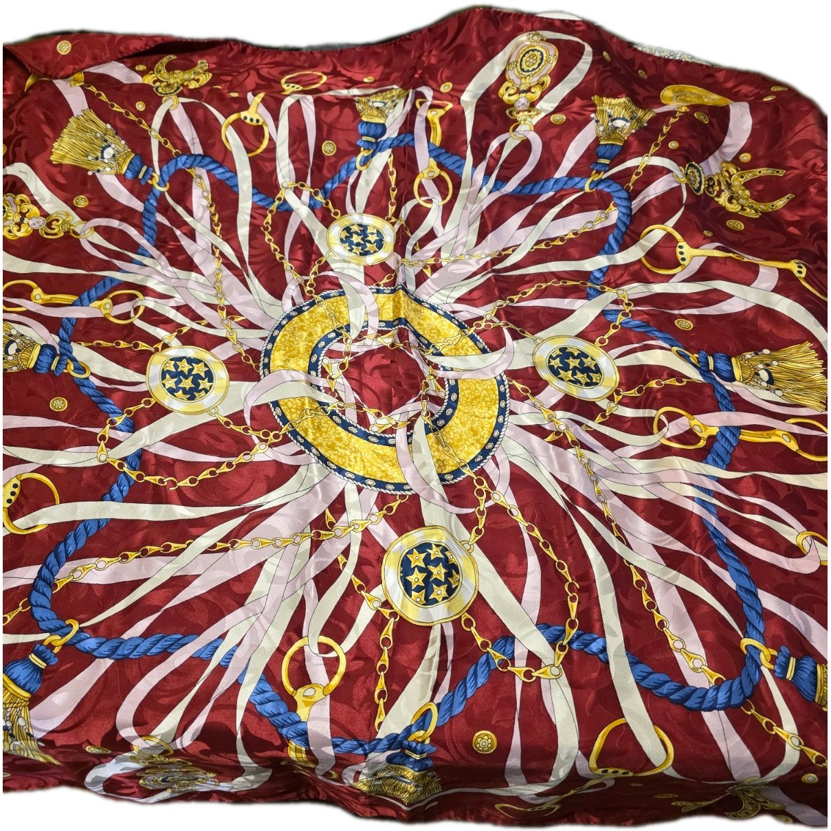 Italian 100% Silk Scarf, 34 X 35. Hand Rolled Edges