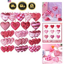 Valentines Felt Heart Ornaments for Tree Heart Hanging Decorations 27pcs