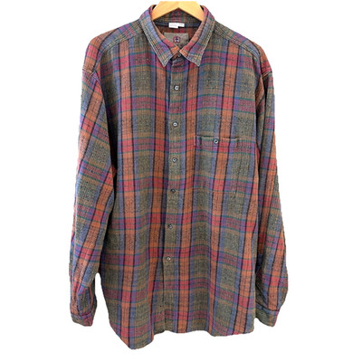 VTG 90s The Territory Ahead Plaid Button Down Shirt Men's XXL Textured Cotton