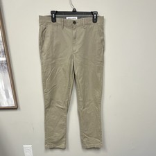 Amazon Essentials Men's Slim Fit Twill Chino Pants Beige Flat Front 32W