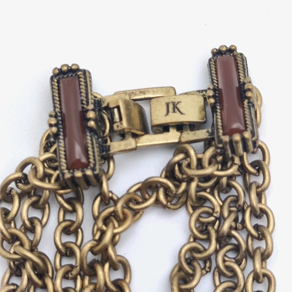 Pulsera vintage JK Jewel Kade llamativa, multihiebra con cornalina de vidrio sintético Foto 4 de 4