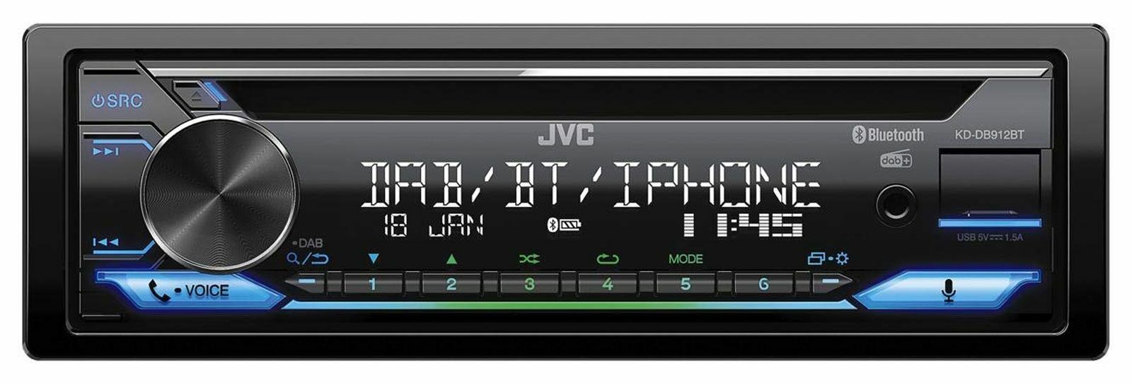 JVC KD-DB912BT CDMP3-Autoradio DAB Bluetooth USB iPod AUX-IN