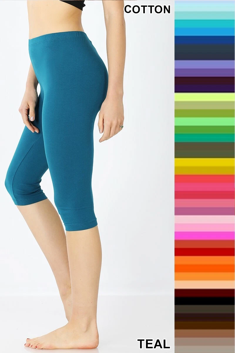 Zenana Capri Leggings Knee Pants Premium Cotton Spandex Basic