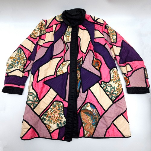 La Coleccion Judith Roberts Floral Geometric Patchwork Large Vintage Jacket 80s
