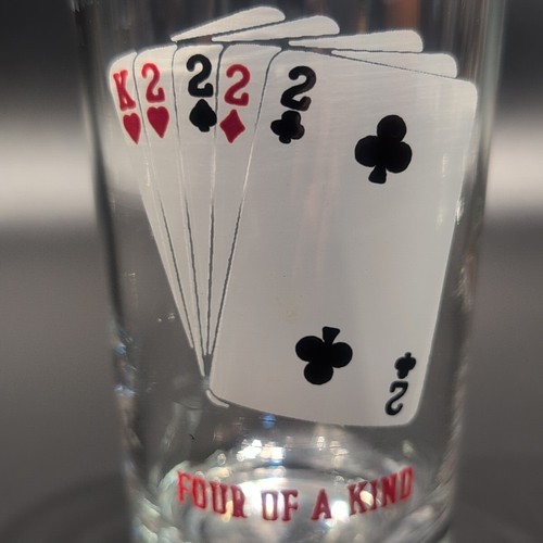 MCM Poker Card Whiskey Glasses Royal Flush One Pair Full House CRACK 5" Tall VTG - Picture 12 of 18