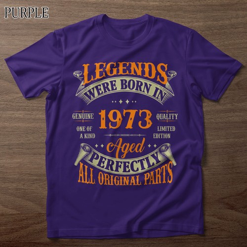 50th Birthday Tee Vintage Legends Born In 1973 50 Years Old T-Shirt For Men - Picture 8 of 9