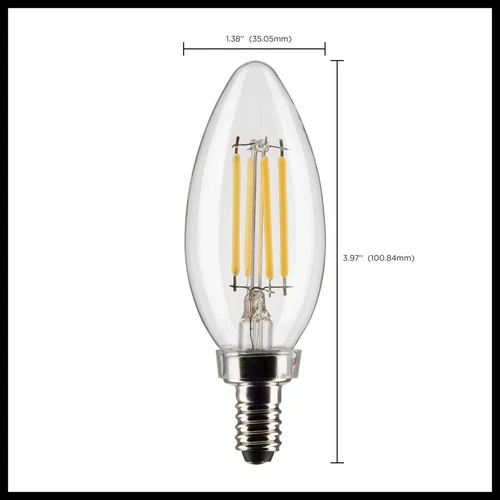 Satco S21267 - 4 Watt B11 LED E12 Clear Light Bulbs - 4000K (2, 6 or 24 Pack) - Picture 10 of 13