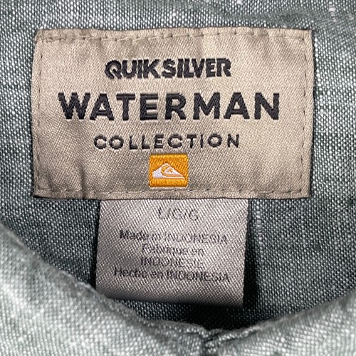 Quiksilver Waterman Shirt Mens Large Gray Linen Long Sleeve Collared Button-Up - Picture 7 of 13