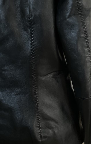 LINEA PETITE BLACK LEATHER JACKET SIZE L 12 14 - Picture 7 of 20