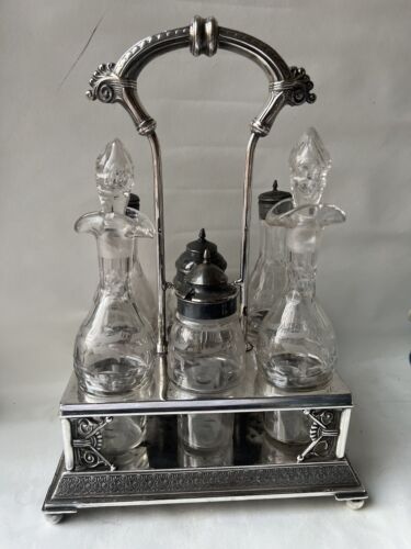 Juego de cruet de placa de plata estilo victoriano antiguo - Imagen 4 de 24