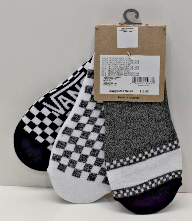 VANS OFF THE WALL WOMEN'S NO SHOW LINERS SOCKS 3 PACK SIZE 6.510 for