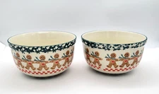 Tienshan Folkcraft GINGERBREAD Soup Bowls Christmas Stoneware Lot Of 2 MINT