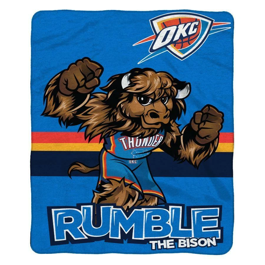 Sleep Squad Oklahoma City Thunder Rumble Mascot 60” x 80” Raschel Plush Blanket - Image 2 of 4