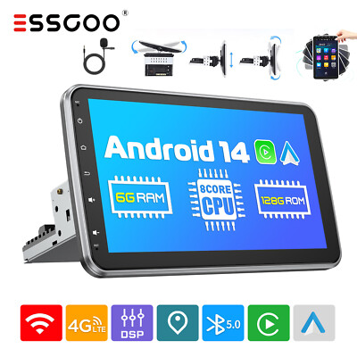 8 Core 6G+128G Carplay Android 14 Autoradio 1 DIN GPS 10.1'' Drehbarer Bildschirm