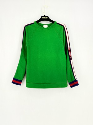 GUCCI Sweatshirt Web Detail Green Multicolor Cotton Size US8