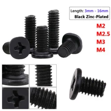 M2 M2.5 M3 M4 Phillips Flat Head Machine Screws CM Black Zinc-Plated for Laptop