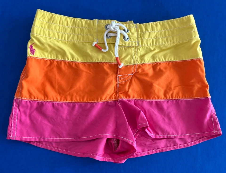 Polo Ralph Lauren Girls 7 Water Board Shorts Bold Striped Color Block WORN ONCE - Image 3 of 4
