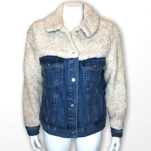 Topshop Womens Denim Jean Jacket Sherpa 
