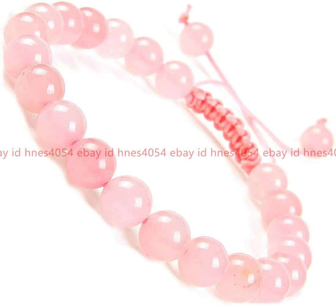 VALENTINO Bracciale Perline Rotonde Fatto a Mano Naturale 6 8 10 12mm Gemme Quarzo Rosa Rosa 7 5 pollici